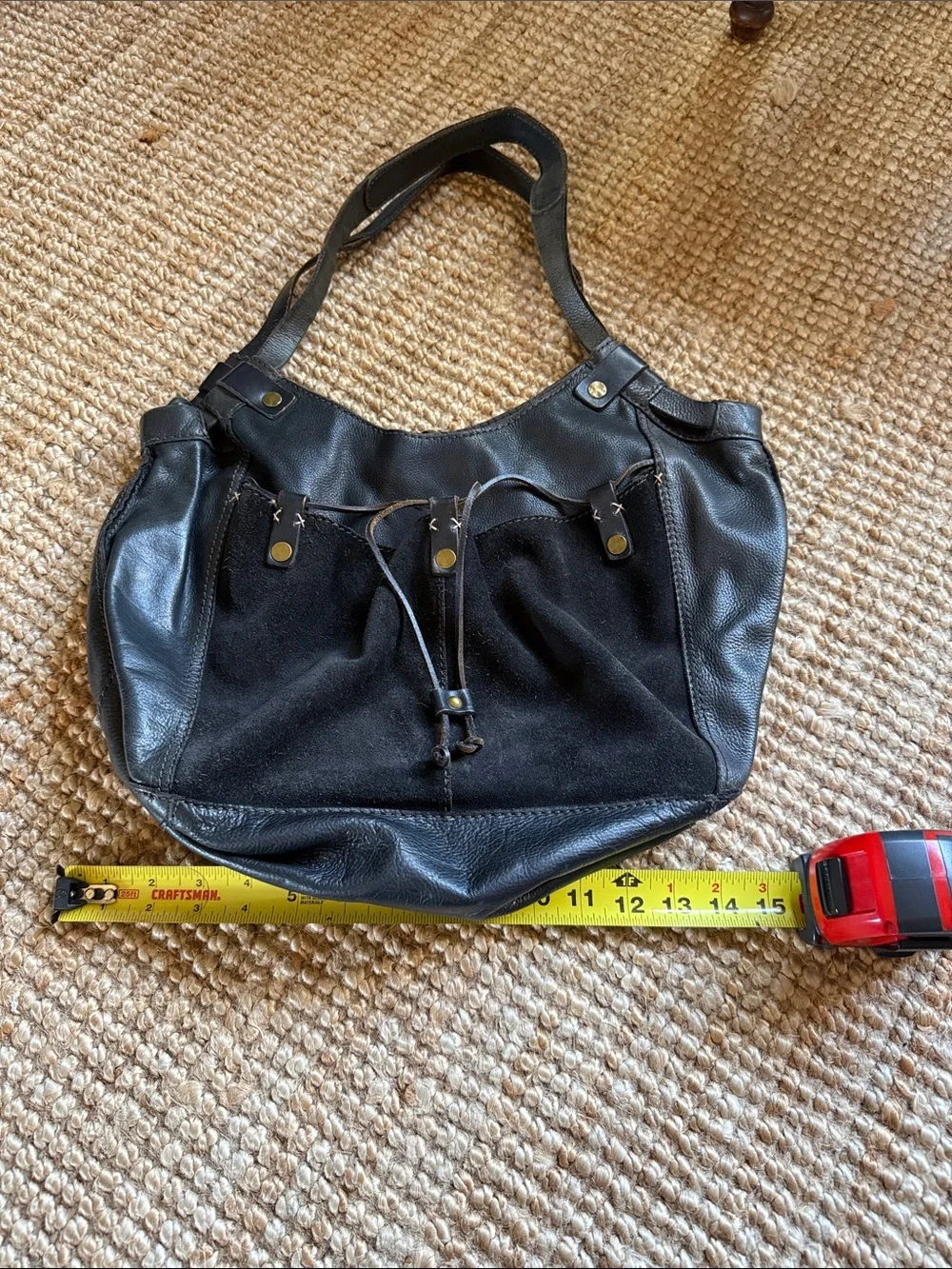 ⚜️ LUCKY BRAND BLACK LEATHER/SUEDE HOBO SHOULDER SLOUCHY BAG ⚜️